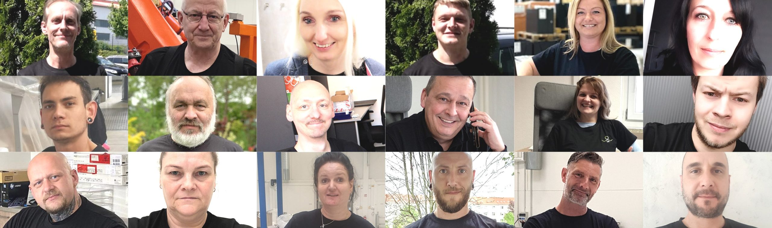 Collage Mitarbeiter der GSI freuen sich über ihren Job in Glauchau