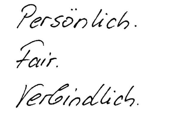 persönlich fair verbindlich handschriftlich, der Slogan der GSI Personaldienstleister Glauchau